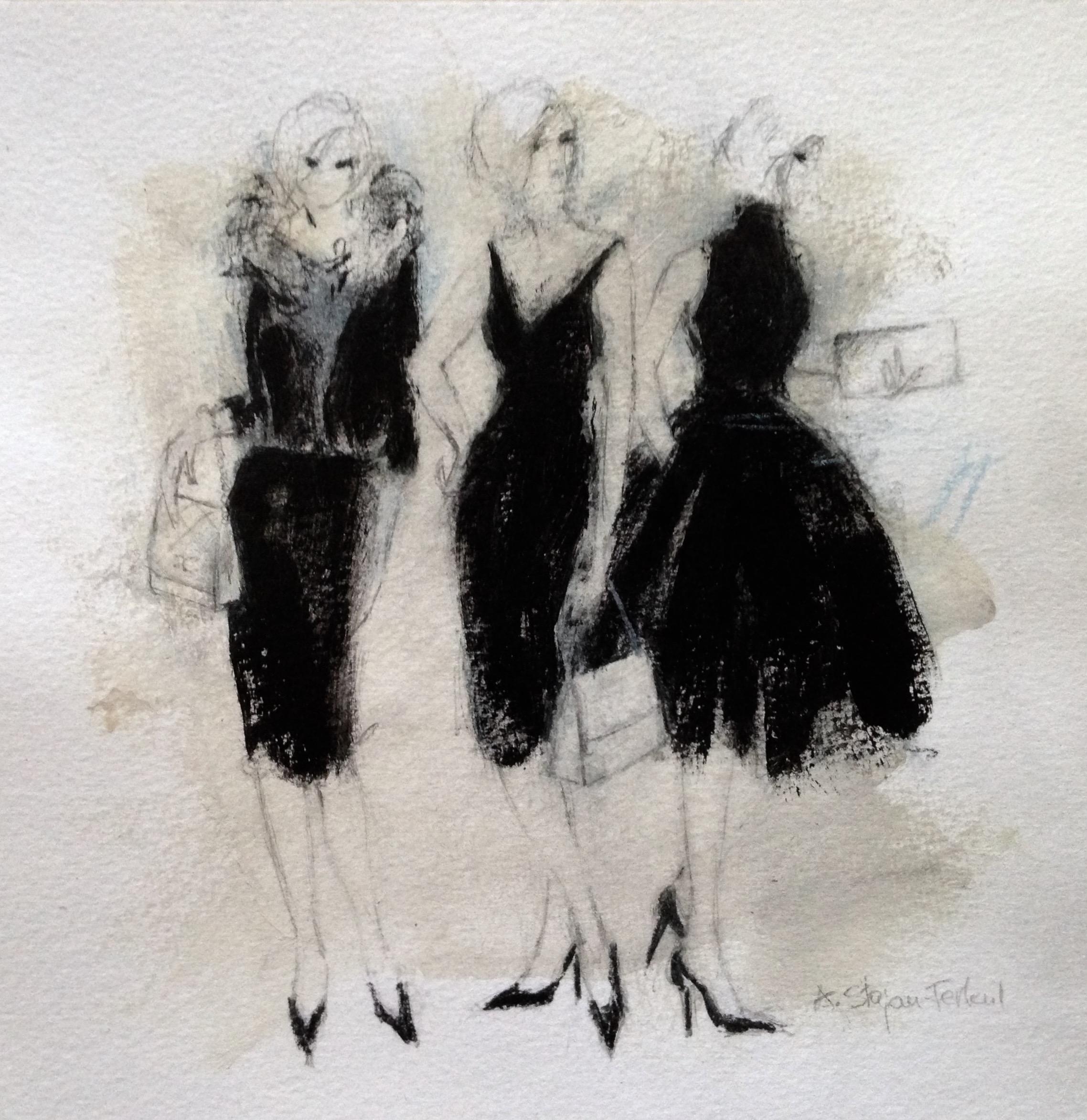 Andrea Stajan-Ferkul Figurative Painting - Ladies In Black