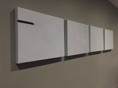 This Is Where I Draw The Line - 4 Paintings, Minimal Abstract, Off White, Black