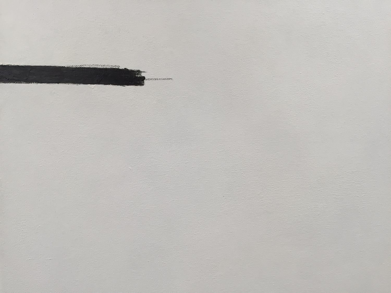 C'est là que je dessine la ligne - 4 peintures abstraites minimalistes, blanc cassé, noires - Gris Abstract Painting par Andrea Stajan-Ferkul