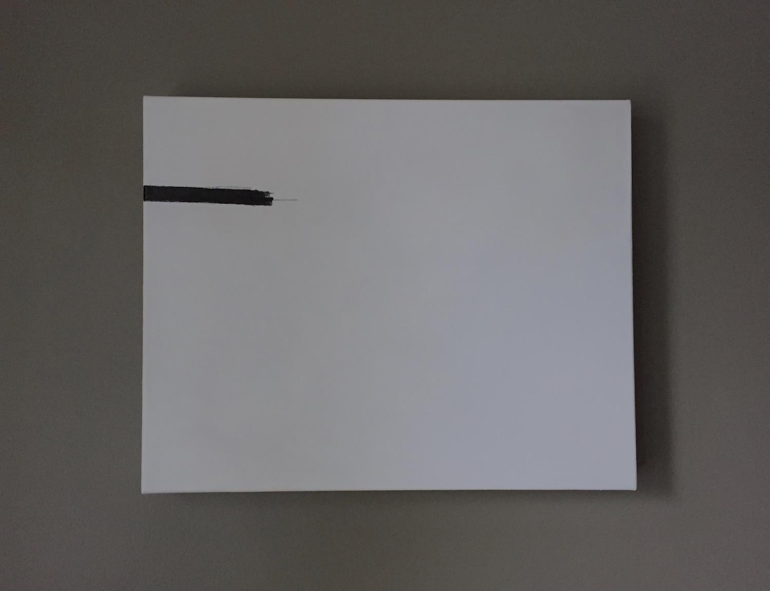 C'est là que je dessine la ligne - 4 peintures abstraites minimalistes, blanc cassé, noires en vente 1