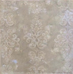 Damasco invecchiato - 16 "x16", Pittura astratta, Motivo, Beige, Whiting