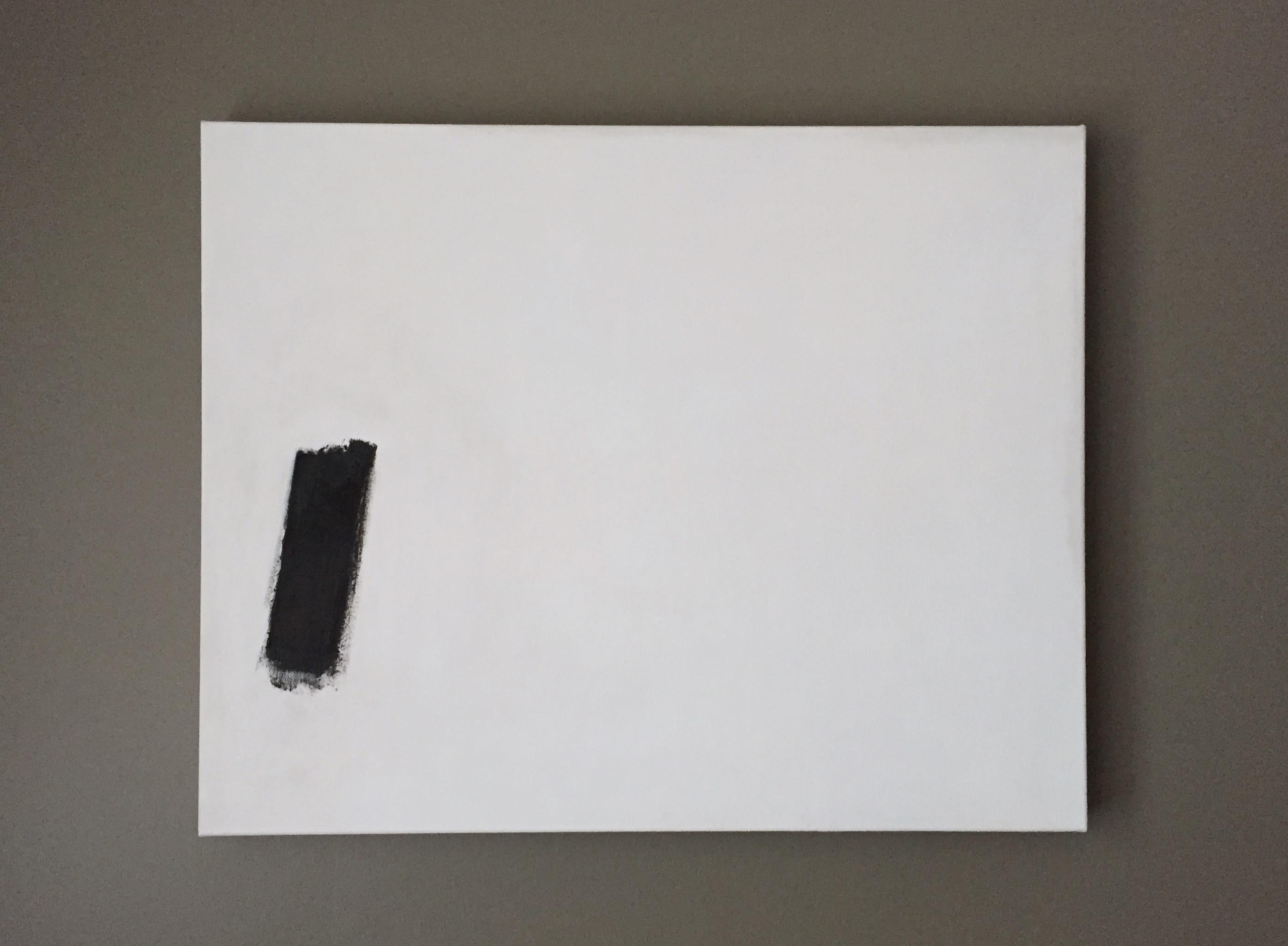 Untitled (Abstract #16) Minimal, Black, Off White, Painting - Minimalist Art by Andrea Stajan-Ferkul