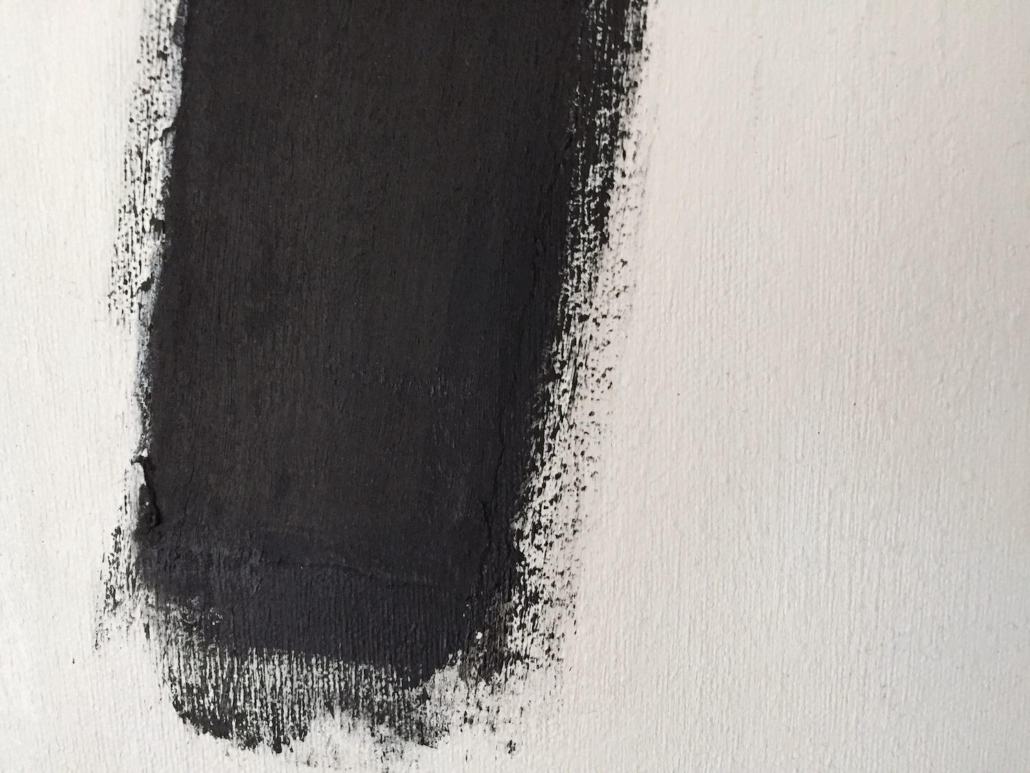 Untitled (Abstract #16) Minimal, Black, Off White, Painting For Sale 2