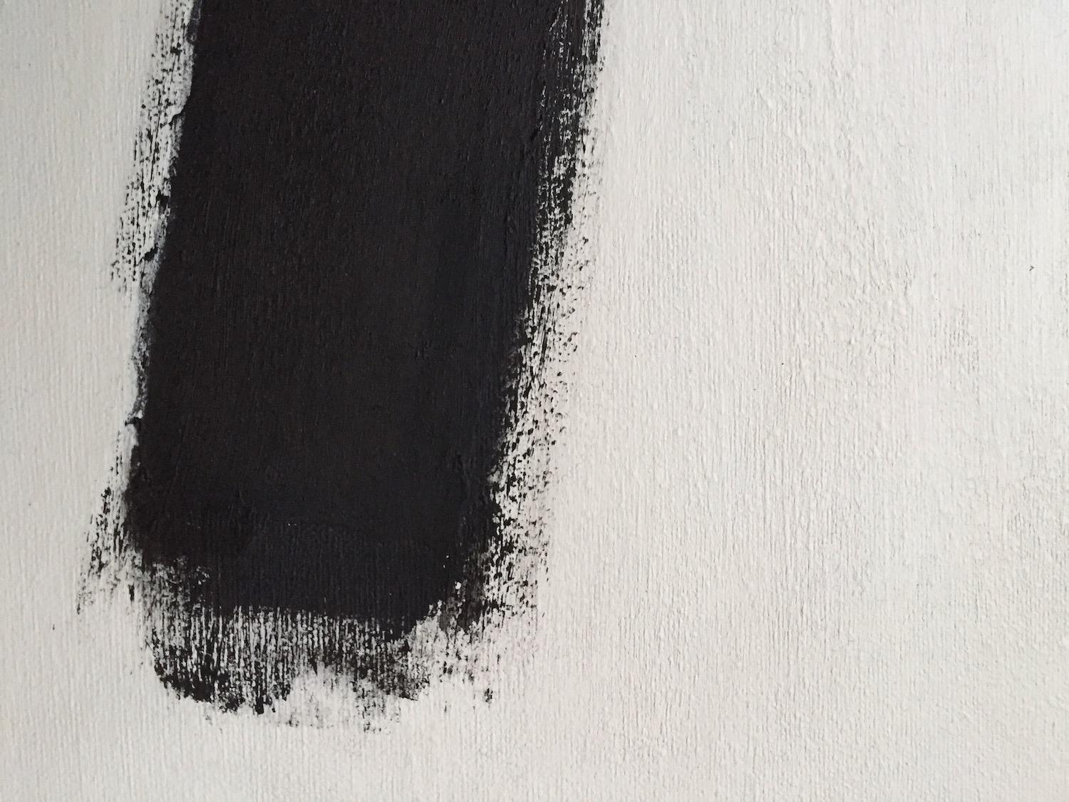 Ohne Titel (Abstrakte #16) Minimal, Schwarz, Off-Weiß, Gemälde im Angebot 1