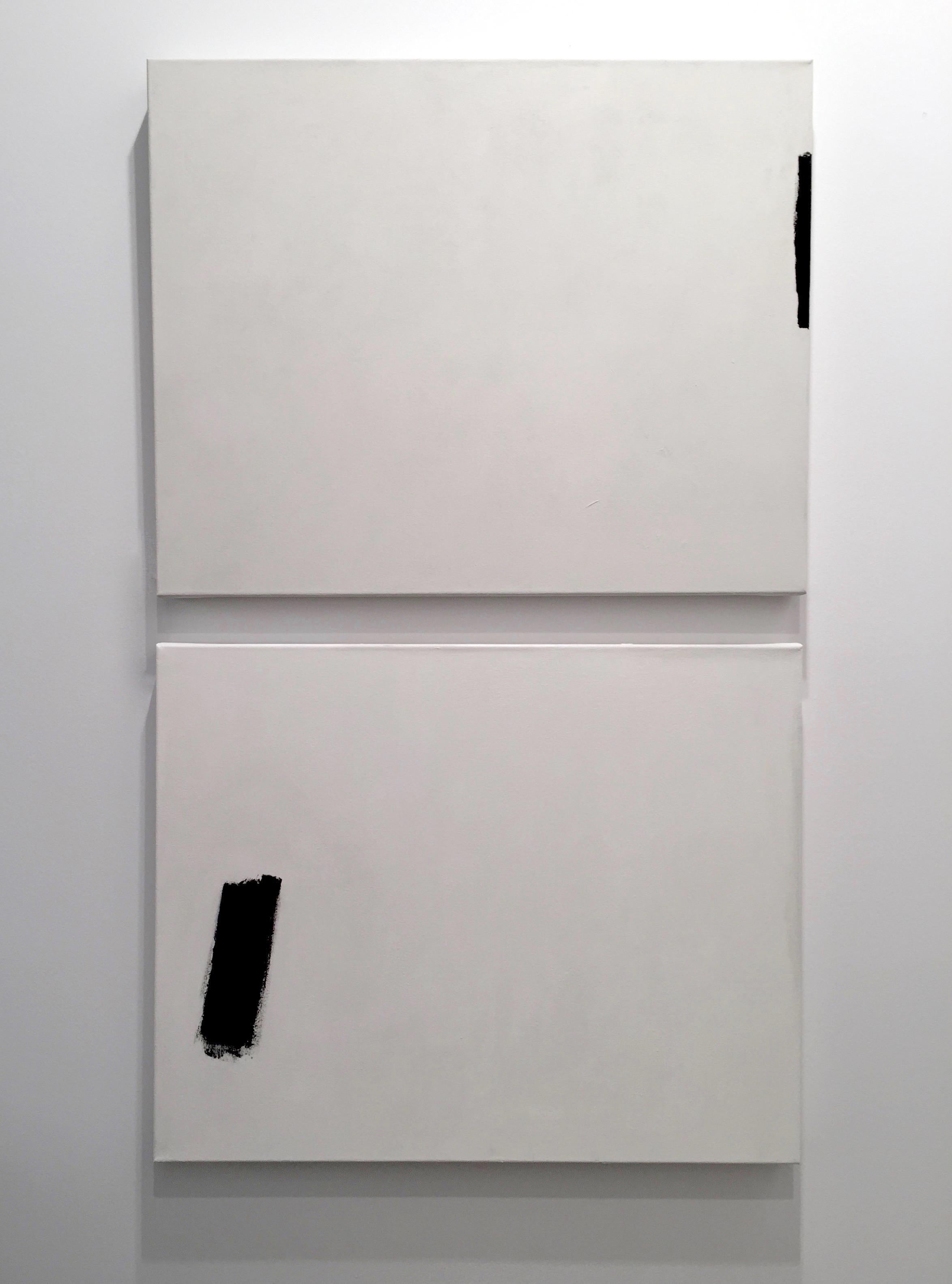 Untitled (Abstract #16) Minimal, Black, Off White, Painting For Sale 5