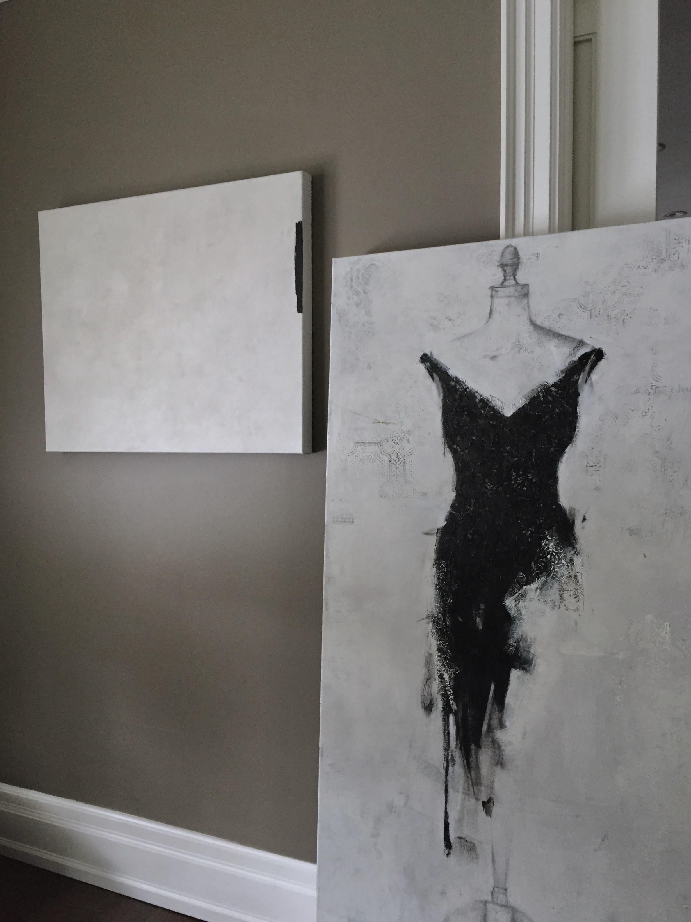 Peinture sans titre (Abstract n°15) Minimale, noir, blanc cassé en vente 2