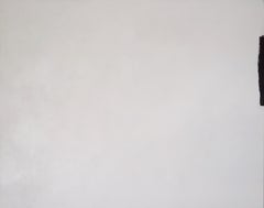 Borderline - Pintura Abstracta, Moderna, Minimalista, Negra, Blanco hueso