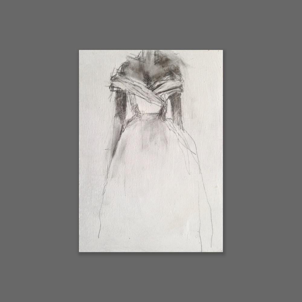 Beautiful Mess ( 5 "x7", Acrylique et crayon, Robe blanche)