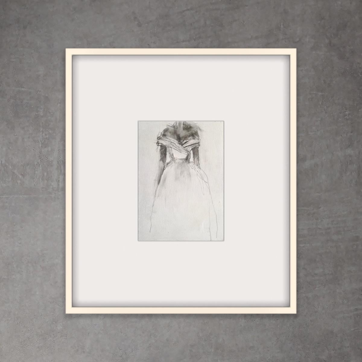 A Beautiful Mess - 5”x7”, Acrylic, Pencil, White Dress, Original Artwork For Sale 5