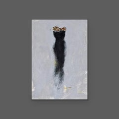 The Dressing Room 1, 5"x7" Black Leopard Print Dress Painting, Artwork On Paper