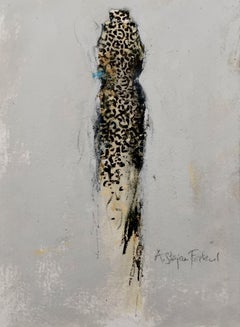El Vestidor 4 - 5 "x7", Obra De Arte En Papel, Vestido Con Estampado De Leopardo, Mujer