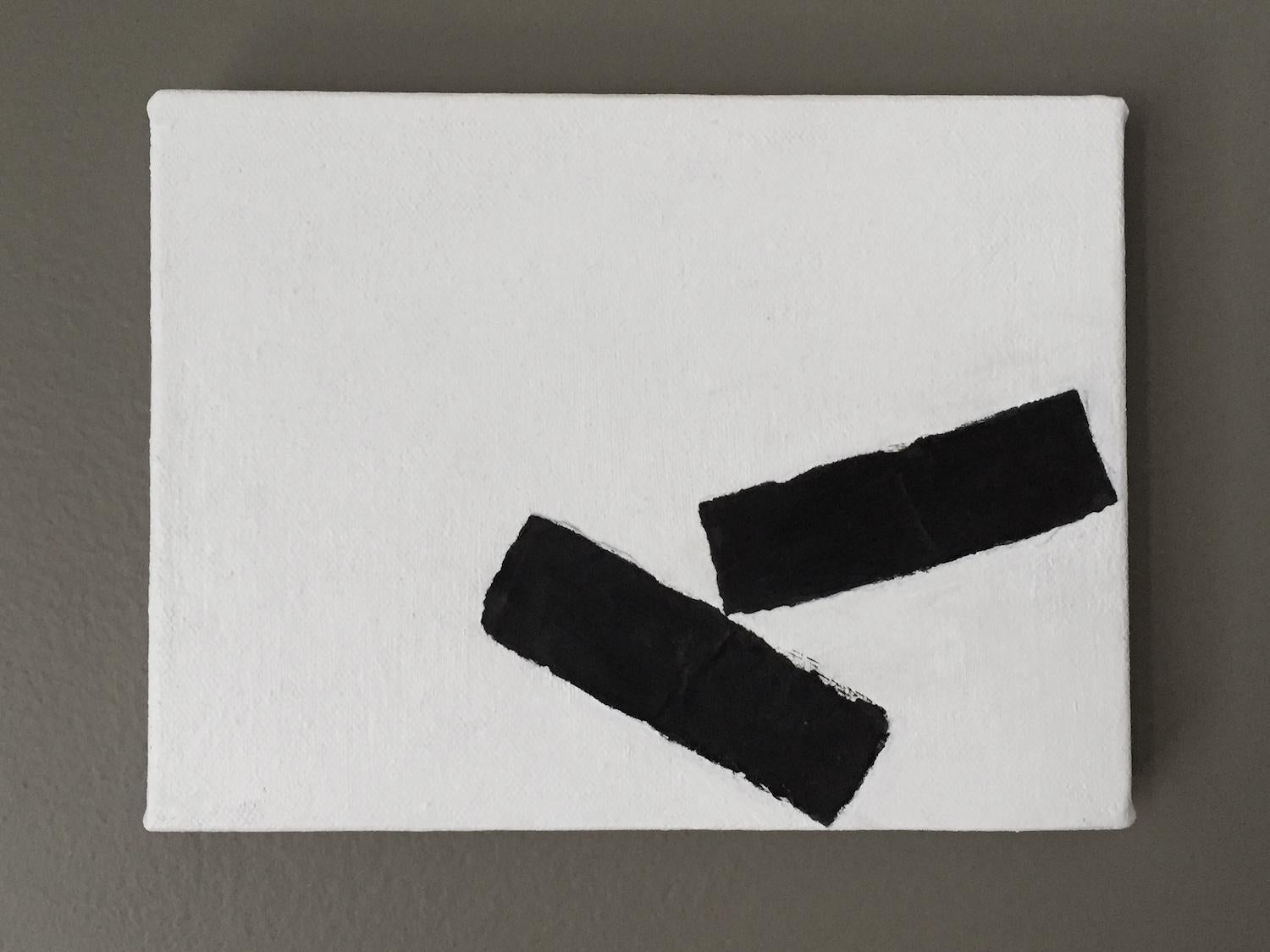 Ein kleines Gedicht - 6 Zoll x 8 Zoll, Schwarz und Weiß, klein, minimalistisches abstraktes Gemälde im Angebot 5