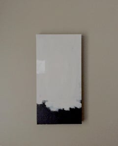 Time For Pause (Abstract 19) - 12"x 24", Minimal Painting, Grey, Black, Neutral