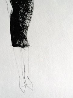 Pencil Skirt - 5" x 7", Black & White Original Artwork On Paper