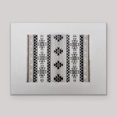 Magic Carpet Ride 2 - 9 "x12" Navajo-Teppichmuster, Kunstwerk, Schwarz, Weiß, Brown