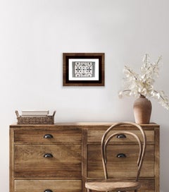 Giro del tappeto  - Tappeto Navajo, motivo geometrico, nero, bianco, marrone, opera d'arte