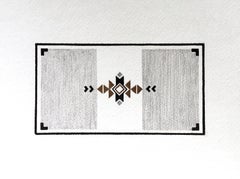 Magic Carpet Ride 4 - 9 "x 12", Geometrisches Muster, Schwarz, Weiß, Brown Kunstwerk