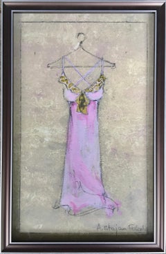 Pretty In Pink - 3, 5.75" x 8.5" Original Artwork, Framed, Dress, Christmas Gift