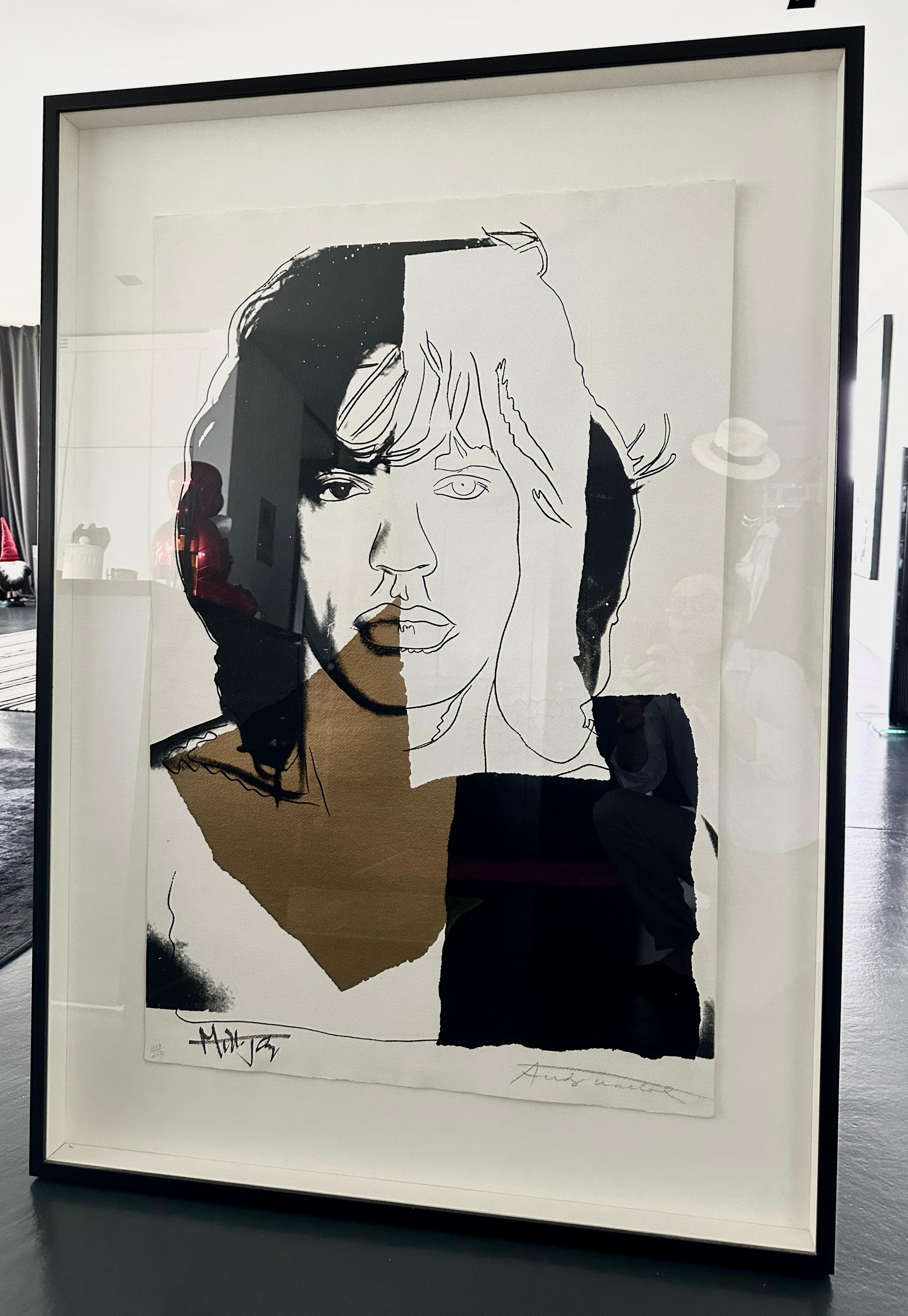 Andy Warhol (americano, 1928-1987)
Mick Jagger, 1975
Serigrafia su carta Arches Aquarelle
Firmato da Andy Warhol e Mick Jagger lungo il bordo inferiore
Edizione 212 di 250 esemplari, oltre a 50 prove d'artista. 
Stampatore: Alexander Heinrici, New