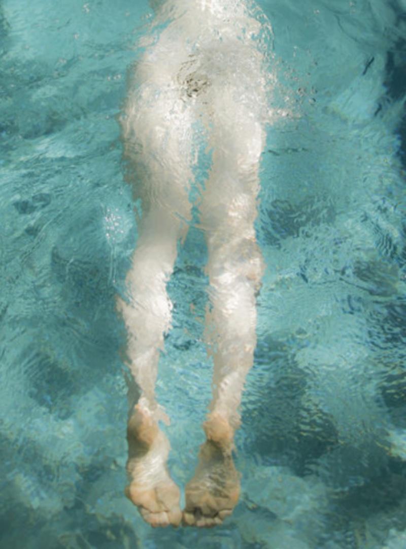 nude woman in pool