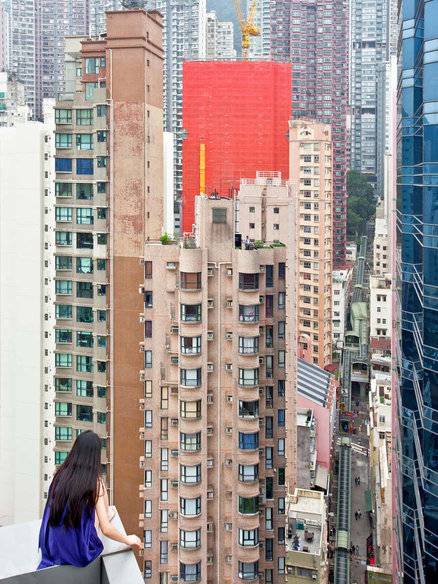 Self-Portrait (Hong Kong) – Jun Ahn, Photography, Cityscape, Woman, Architecture