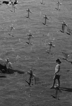 WARNING #16  – Kosuke, Photography, Art, Black & White, Beach, Coffins, US Flag
