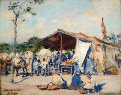 Vintage "Feria de Sevilla, 19th Century oil on panel by Spanish artist José Arpa Perea