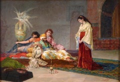 "El Pachá y sus favoritas", 19th Century oil on panel by José de Cala y Moya