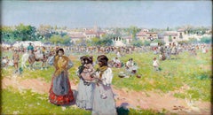 Antique "At the Annual Fair", an early 20th Century oil on canvas by Alberto Plá Rubio