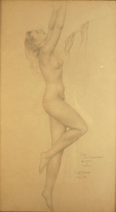 "Janine", 20th Century pencil drawing on paper by Mexican artist Ángel Zárraga