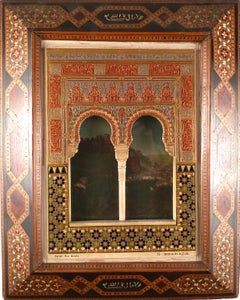 "Alhambra Facade Model", Early 20th Century Polychromed Stucco Plaque by R. Rus