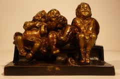 "Art Nouveau Sculptural Bronze  Group of Children", 20th Century  by Juan Clará 