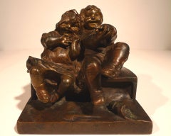 "Art Nouveau Bronze Sculptural of a Boy and Girl", 20th Century by Juan Clará 