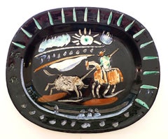 Corrida Soleil, 1953. Keramikschale, gestempelt Madoura Plein Feu, Auflage Picasso