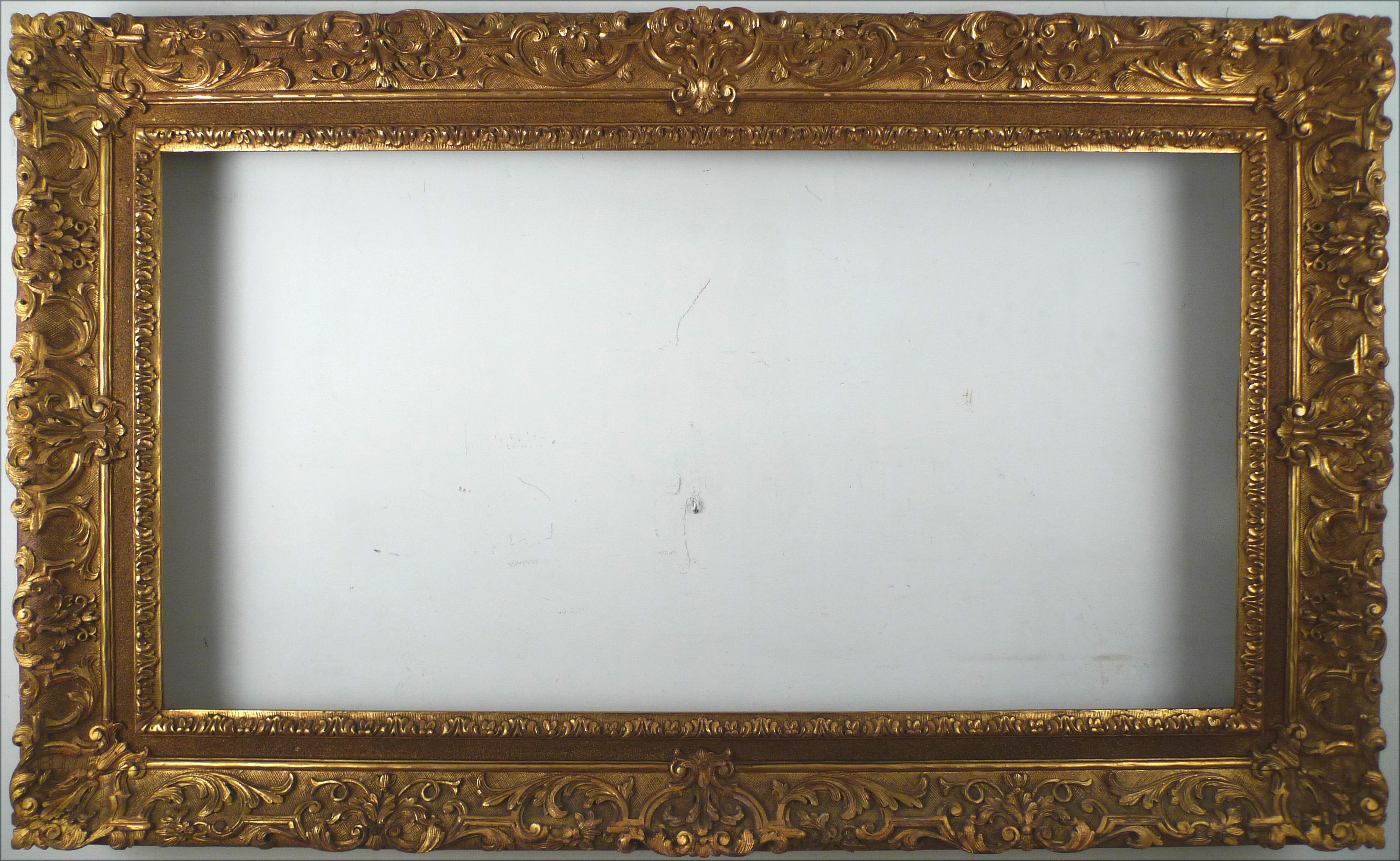 LOUIS XV WOOD CARVED AND GILT FRAME
Interior measurement: 57 x 110 cm.
Exterior measurement: 84 x 137 cm.