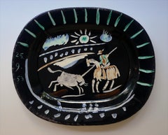 Retro Picasso ceramic, Corrida soleil (A.R. 199)