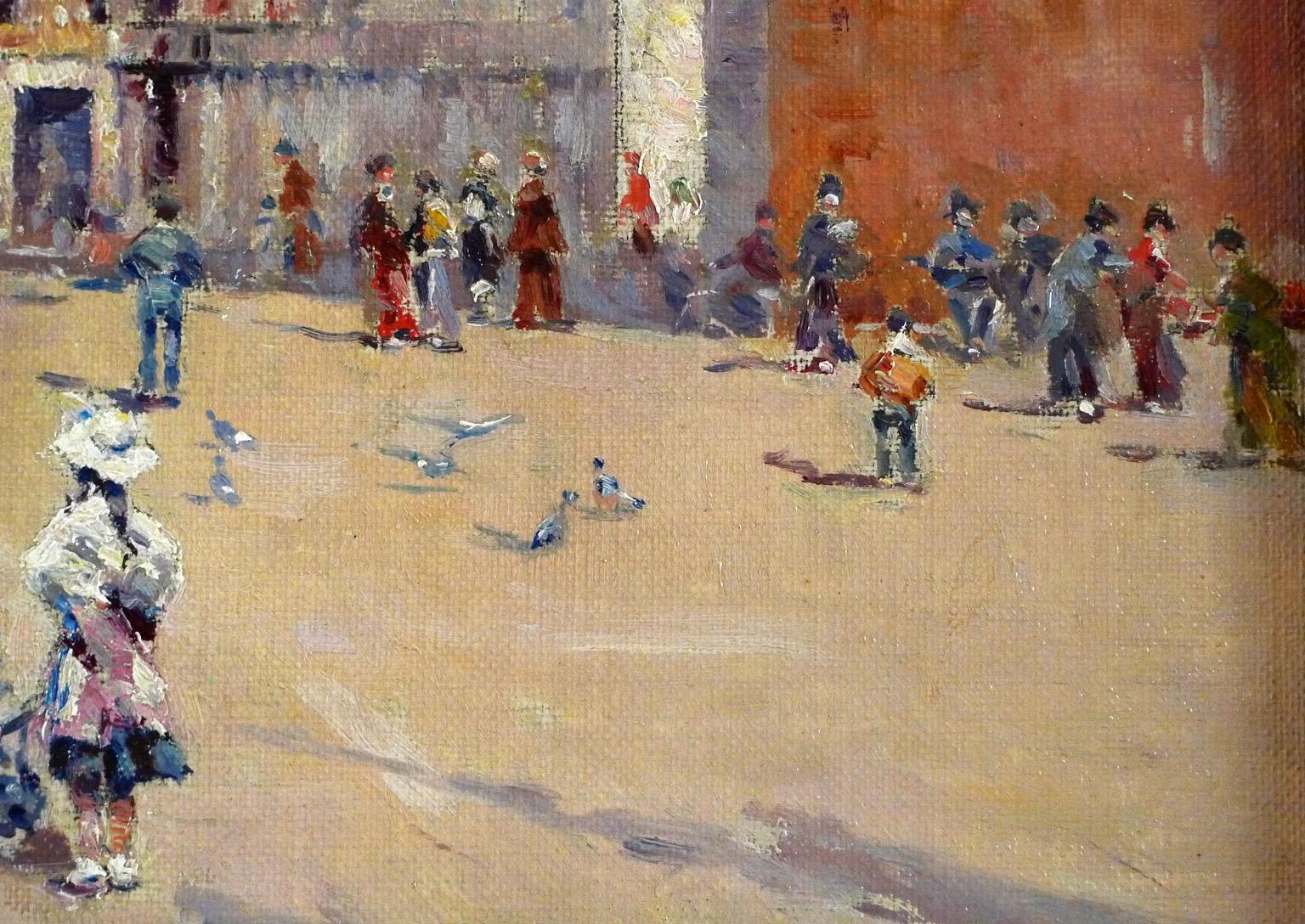 „Saint Marks Square“, Ölgemälde auf Leinwand von Antonio Reyna, Venedig, 19. Jahrhundert im Angebot 2