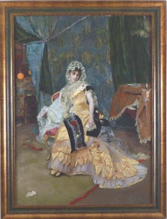 "Dama de amarillo", óleo sobre tabla del siglo XIX de Rogelio de Egusquiza y Barrena