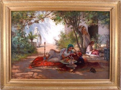 "La hora del té", 19th Century oil on canvas by Ricardo Brugada y Panizo