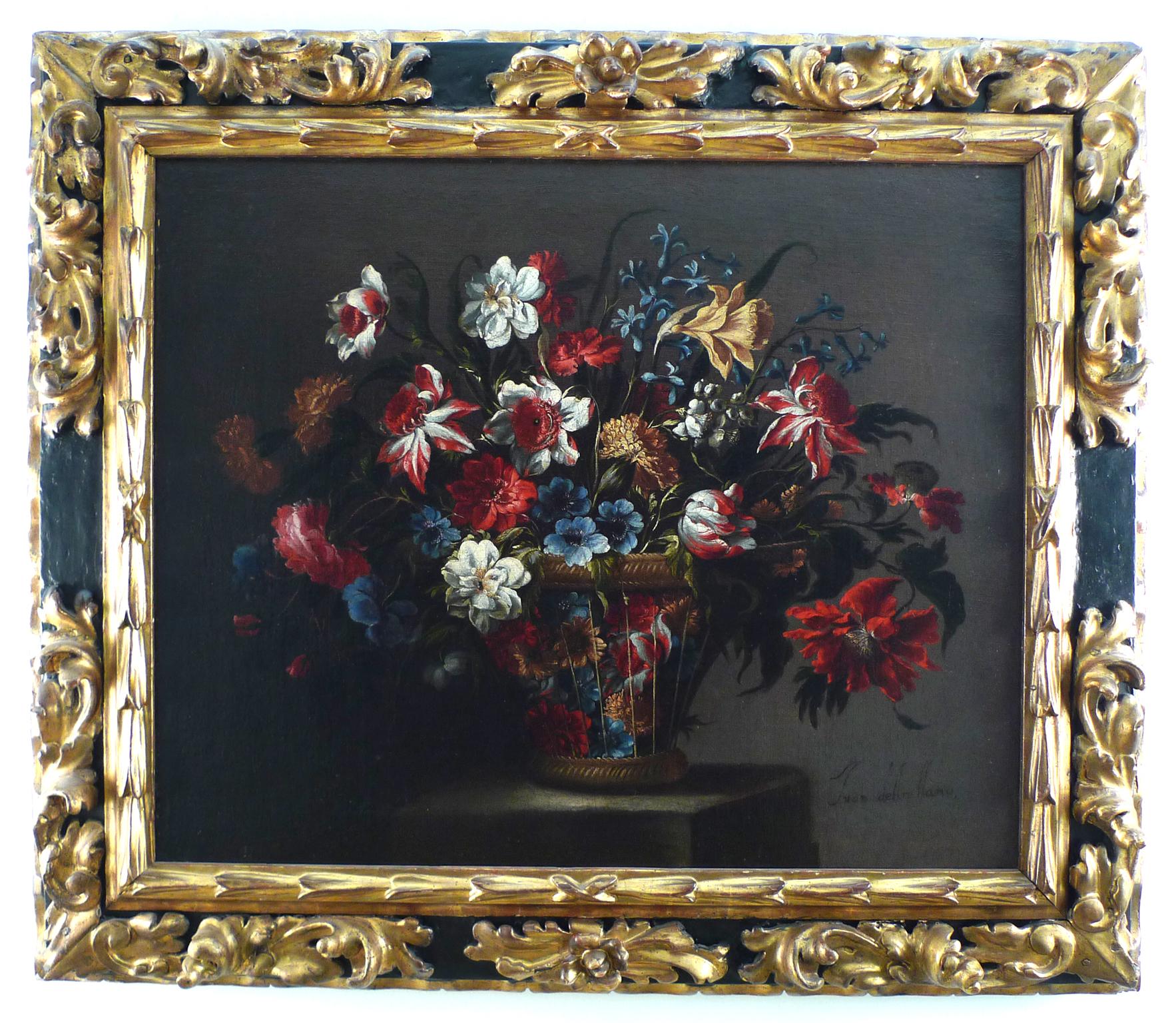 „Cesta de flowers“, Öl auf Leinwand, Stillblumen von Juan de Arellano, 17. Jahrhundert im Angebot 1