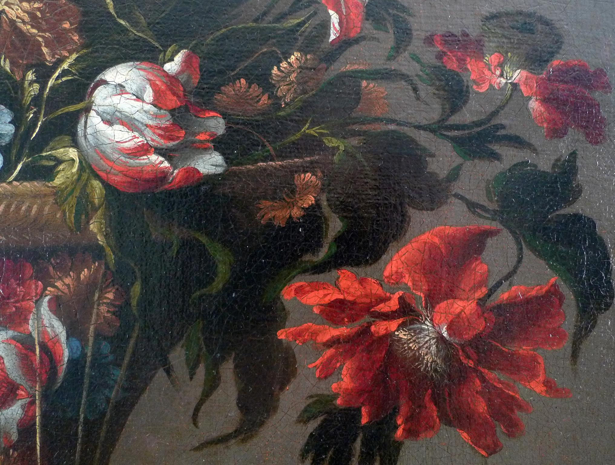„Cesta de flowers“, Öl auf Leinwand, Stillblumen von Juan de Arellano, 17. Jahrhundert im Angebot 5