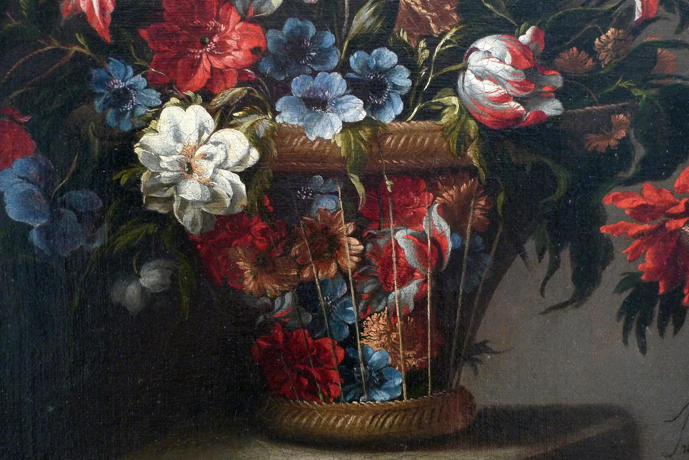 „Cesta de flowers“, Öl auf Leinwand, Stillblumen von Juan de Arellano, 17. Jahrhundert im Angebot 9