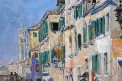 "Venice Canal",  19th Century Oil on Canvas by Spanish Painter Ulpiano Checa
