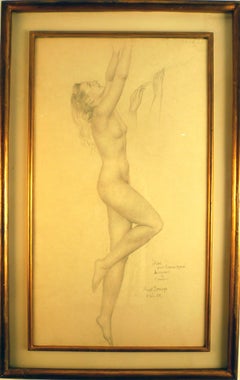 "Janine", 20th Century pencil drawing on paper by Mexican artist Ángel Zárraga