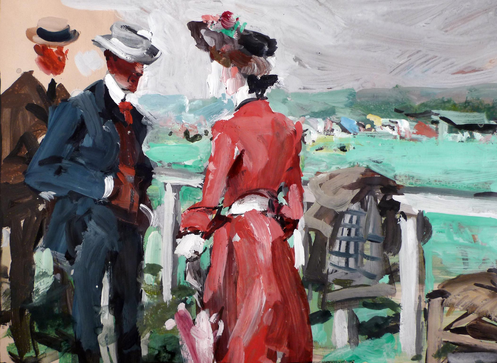 ROBERTO DOMINGO FALLOLA
Español, 1883 - 1956
EN LAS CARRERAS DE LONGCHAMP
firmado y localizado  