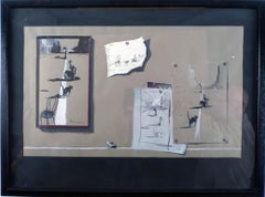 "Untitled", A Surrealist Mixed Media on Paper by Spanish José Manuel Capuletti