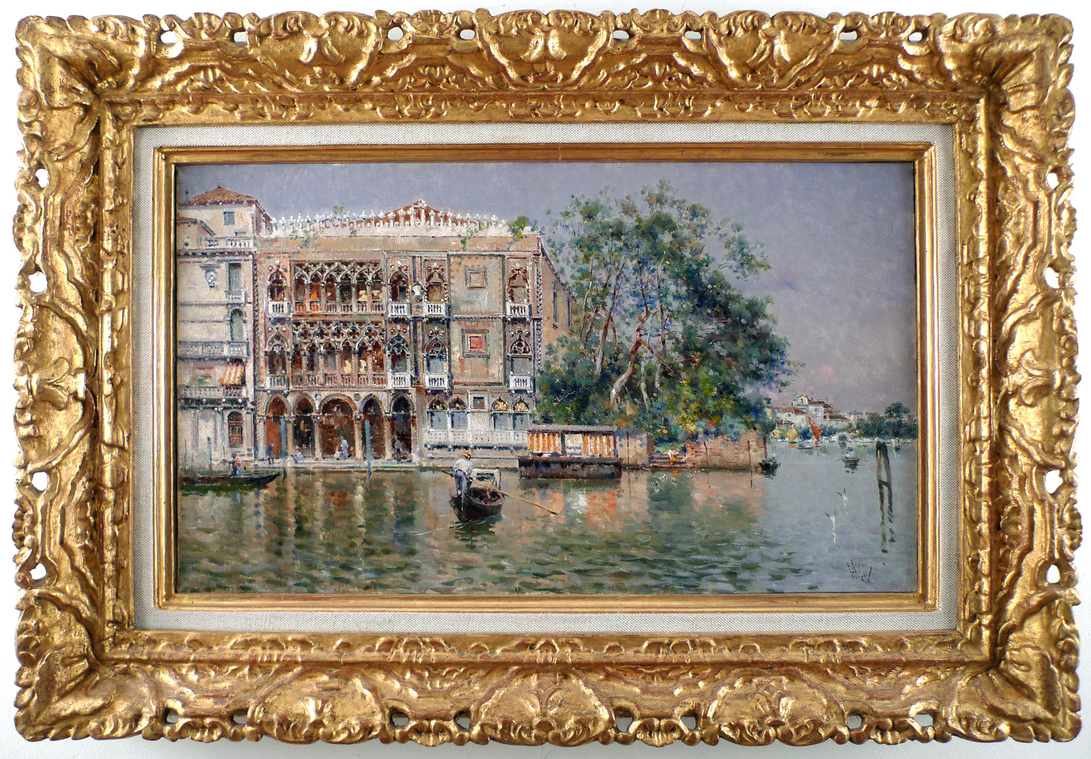 « Ca' d' Oro, Venise », huile sur toile de la fin du XIXe siècle représentant Venise, par Antonio Reyna - Painting de Antonio Reyna Manescau