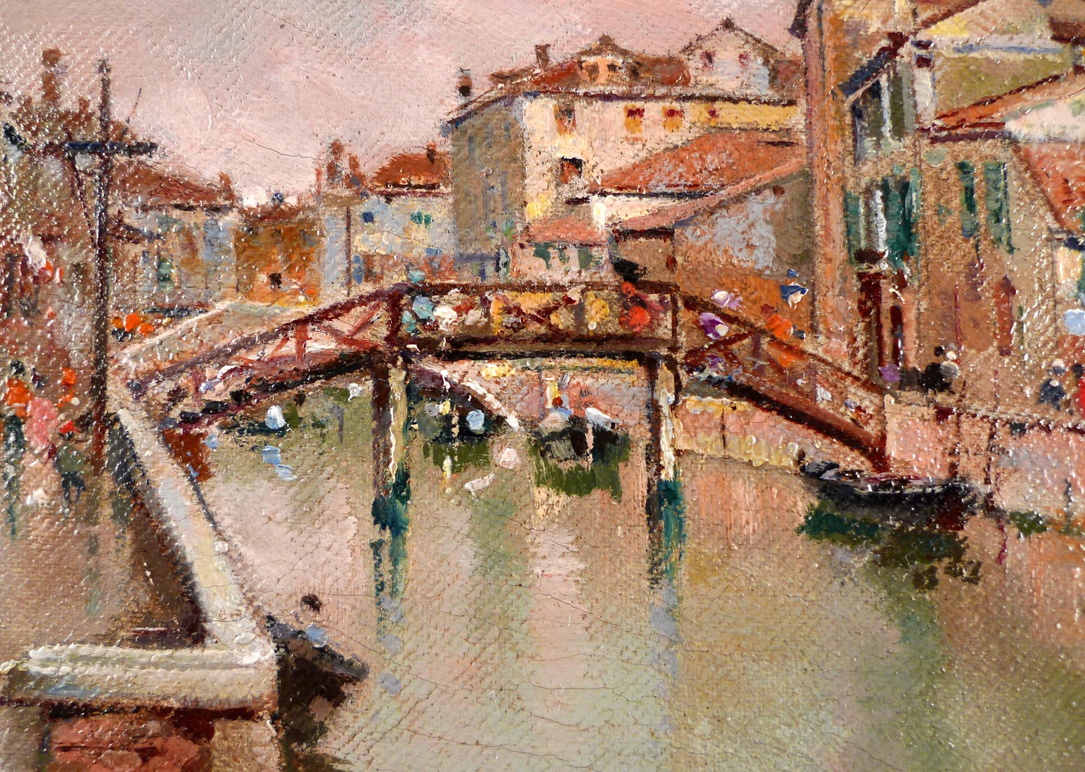 „Venediger Kanal“, Öl auf Leinwand des spanischen Künstlers Antonio Reyna, spätes 19. Jahrhunderts im Angebot 2