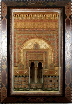 "Alhambra Facade Model" Early 20th Century Polychromed Stucco by Enrique Linares