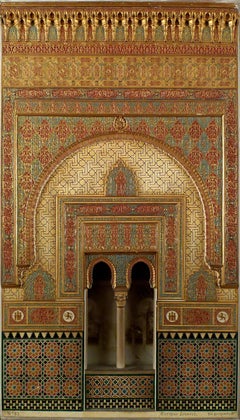 "Alhambra Facade Model" Early 20th Century Polychromed Stucco by Enrique Linares